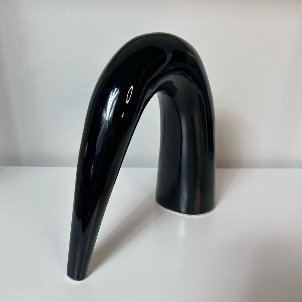 Vintage Toyo MCM Modernist Sculptural Black Ikebana Vase Japanese Style - Picture 7 of 9